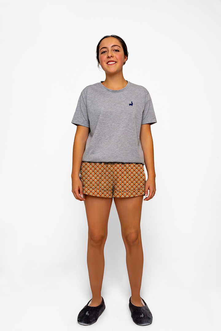 Bermuda Mujer Rombos rojo beige CH