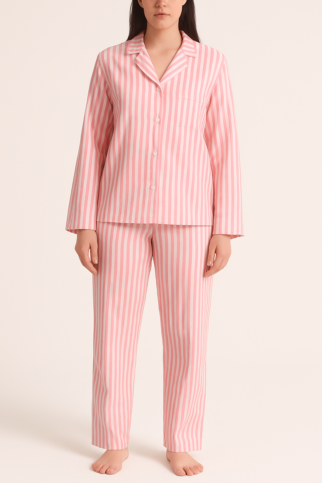 Completa Pantalón Mujer Rayas salmón blanco TP