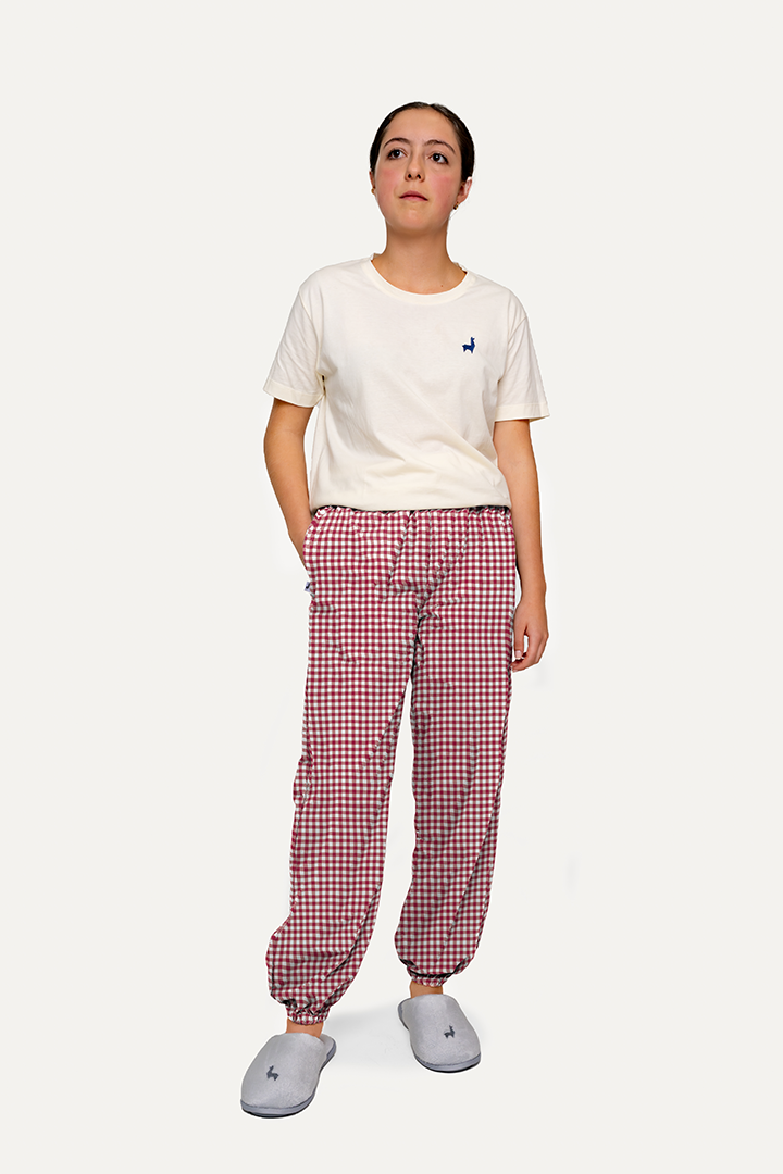 Pantalón Mujer Cuadros rojo blanco TP