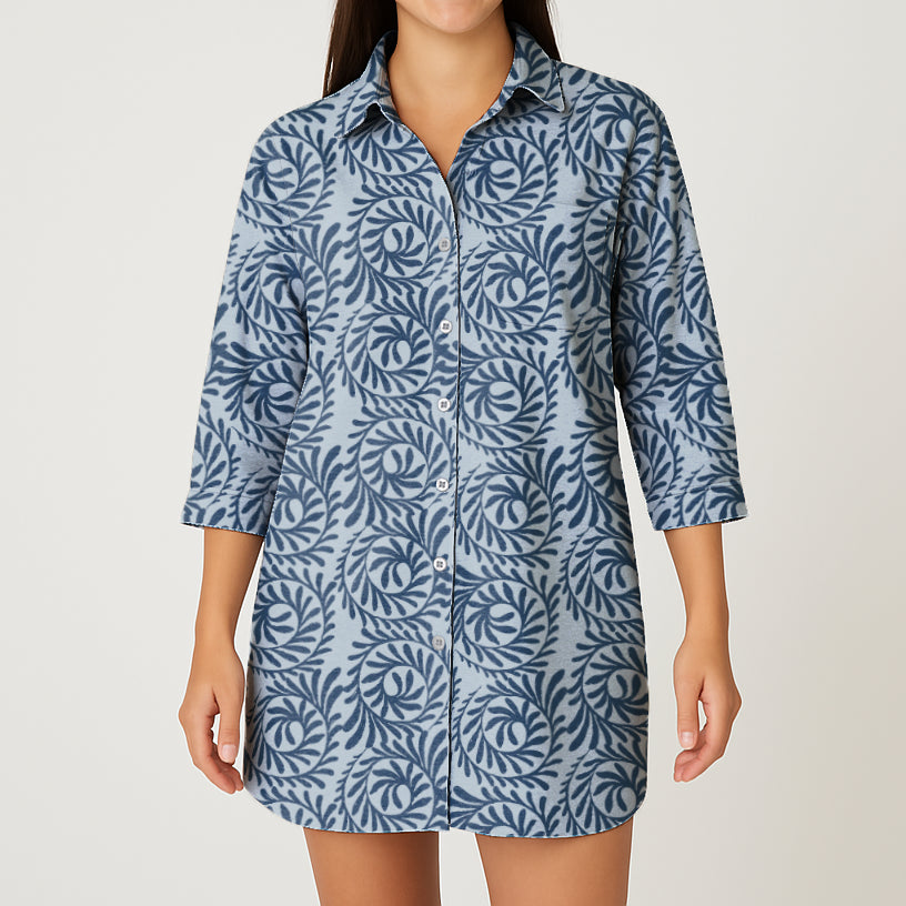 Camisón Mujer Rama entorchada azul CH