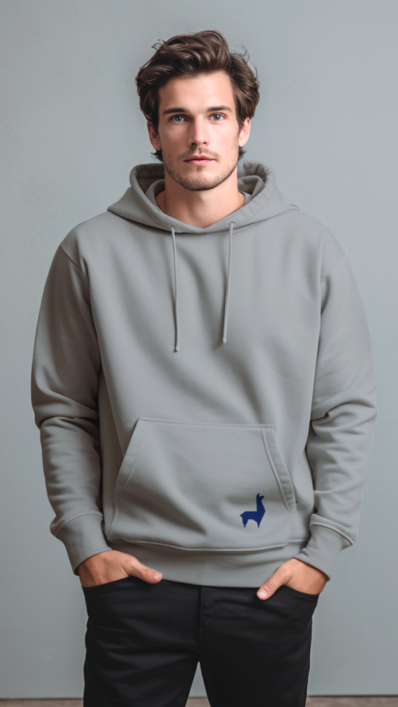 Saco con capota Unisex Llama Gris jaspe - Azul oscuro