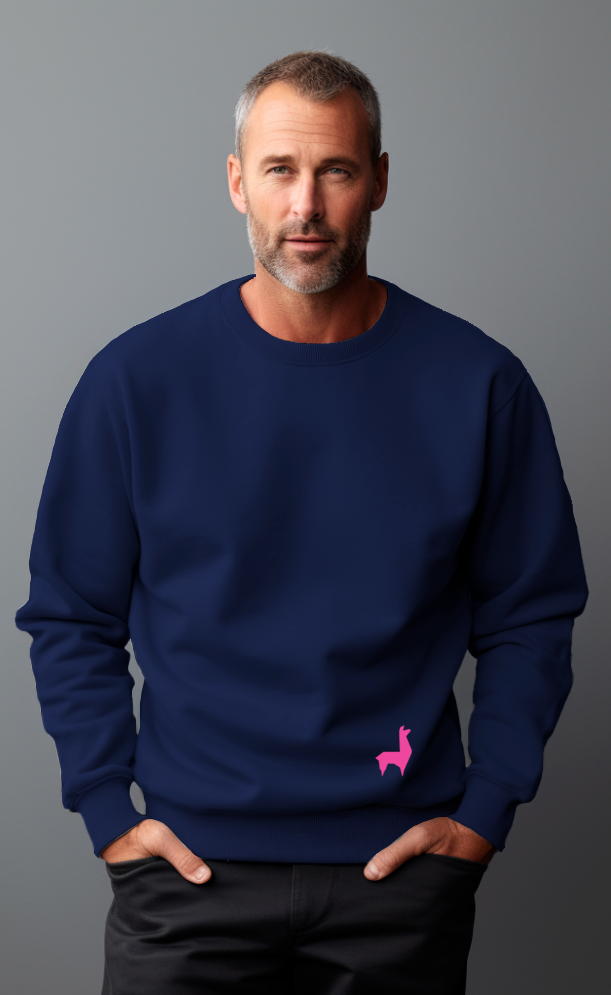 Saco Redondo Unisex Llama Azul oscuro-rosado neón