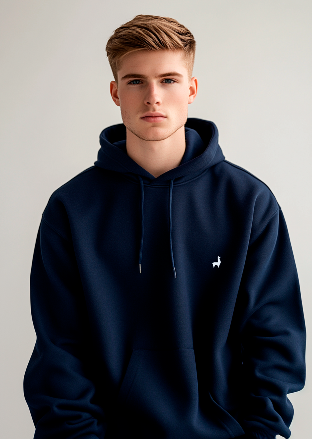 Saco con capota Unisex Bordado Azul oscuro