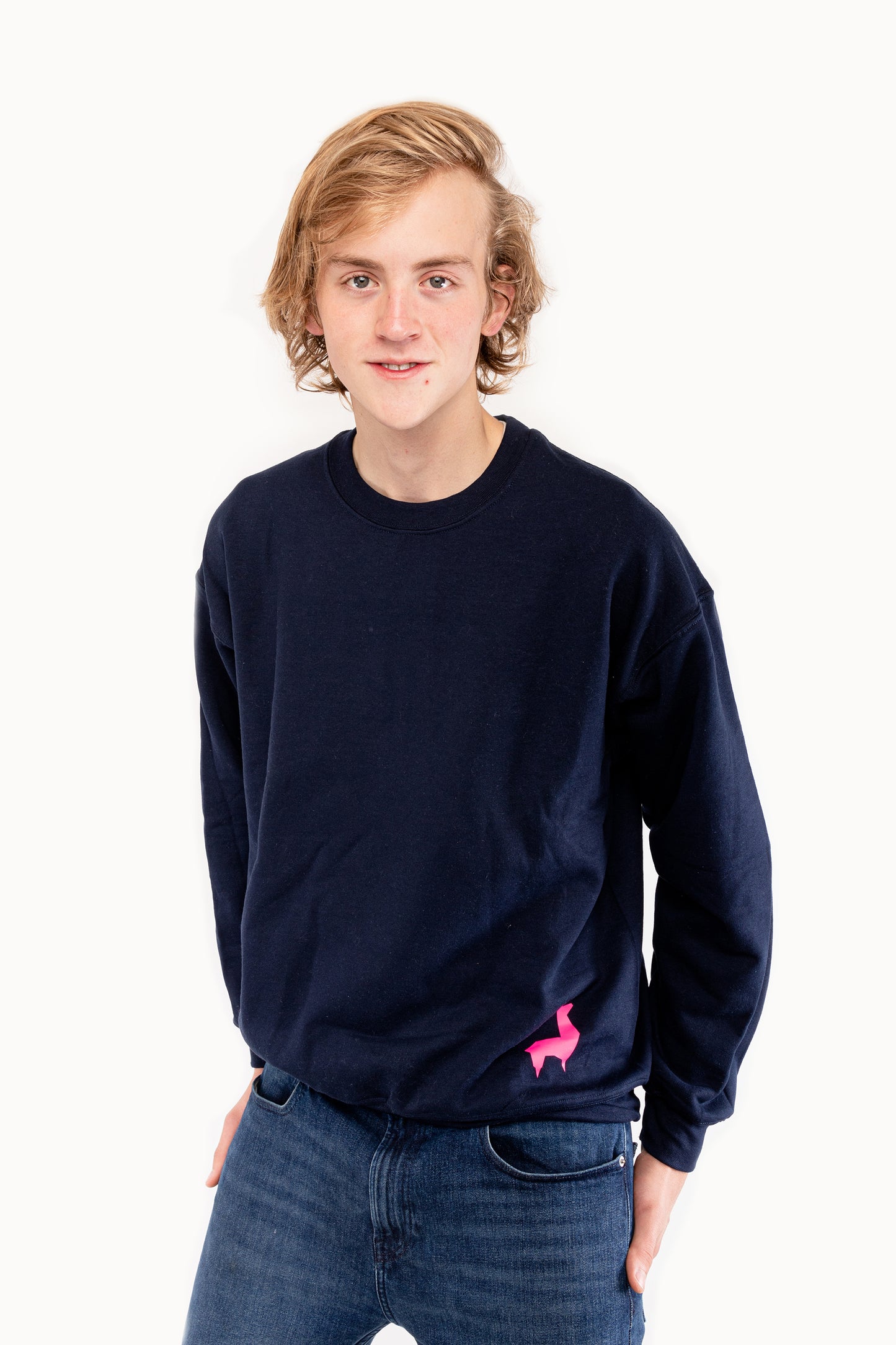 Saco Redondo Unisex Llama Azul oscuro-rosado neón
