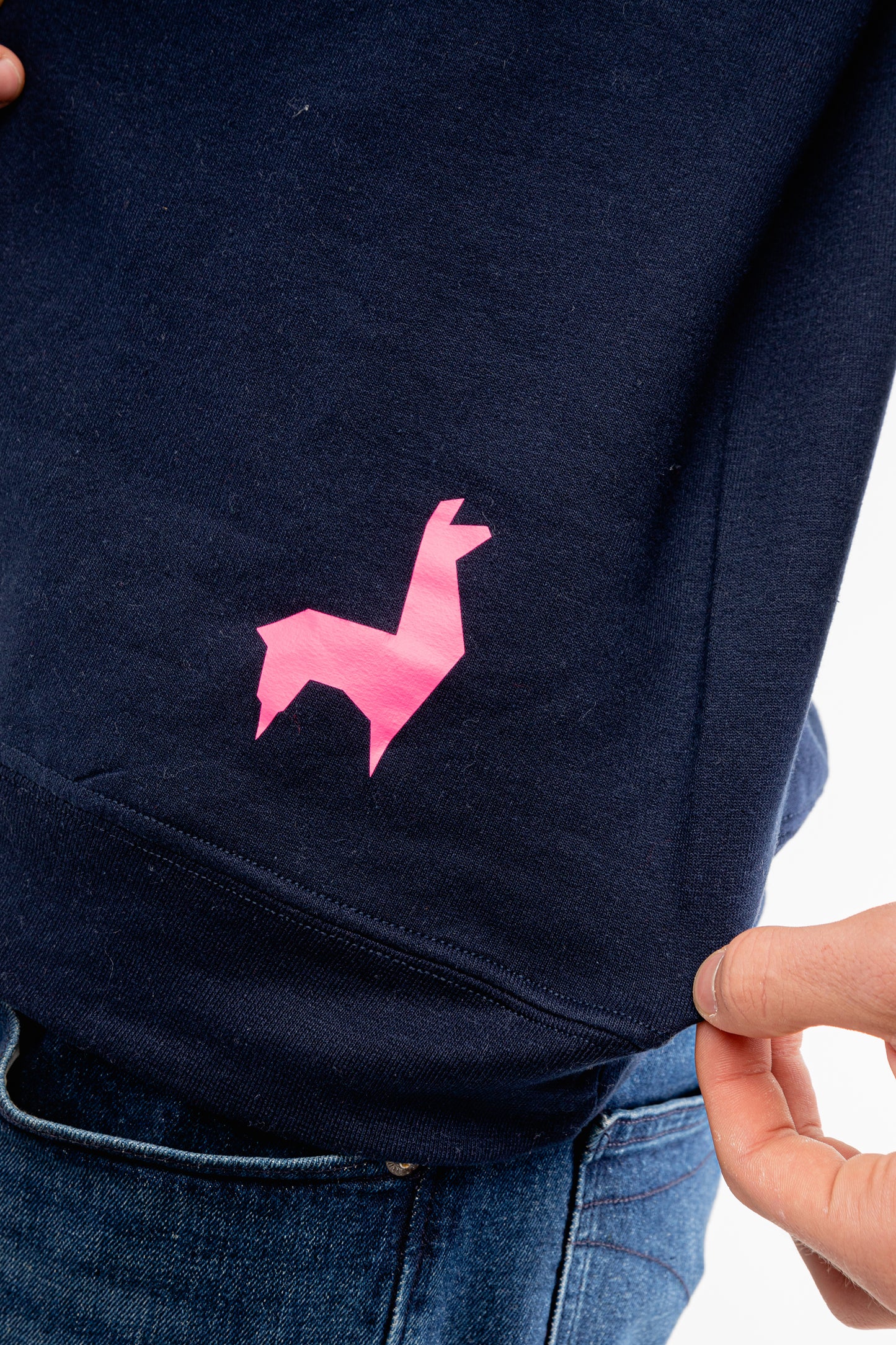 Saco Redondo Unisex Llama Azul oscuro-rosado neón