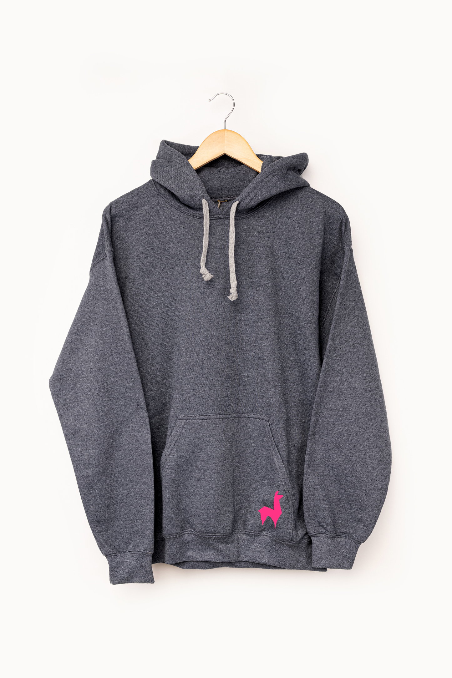 Saco con capota Unisex Llama Gris oscuro-rosado neón
