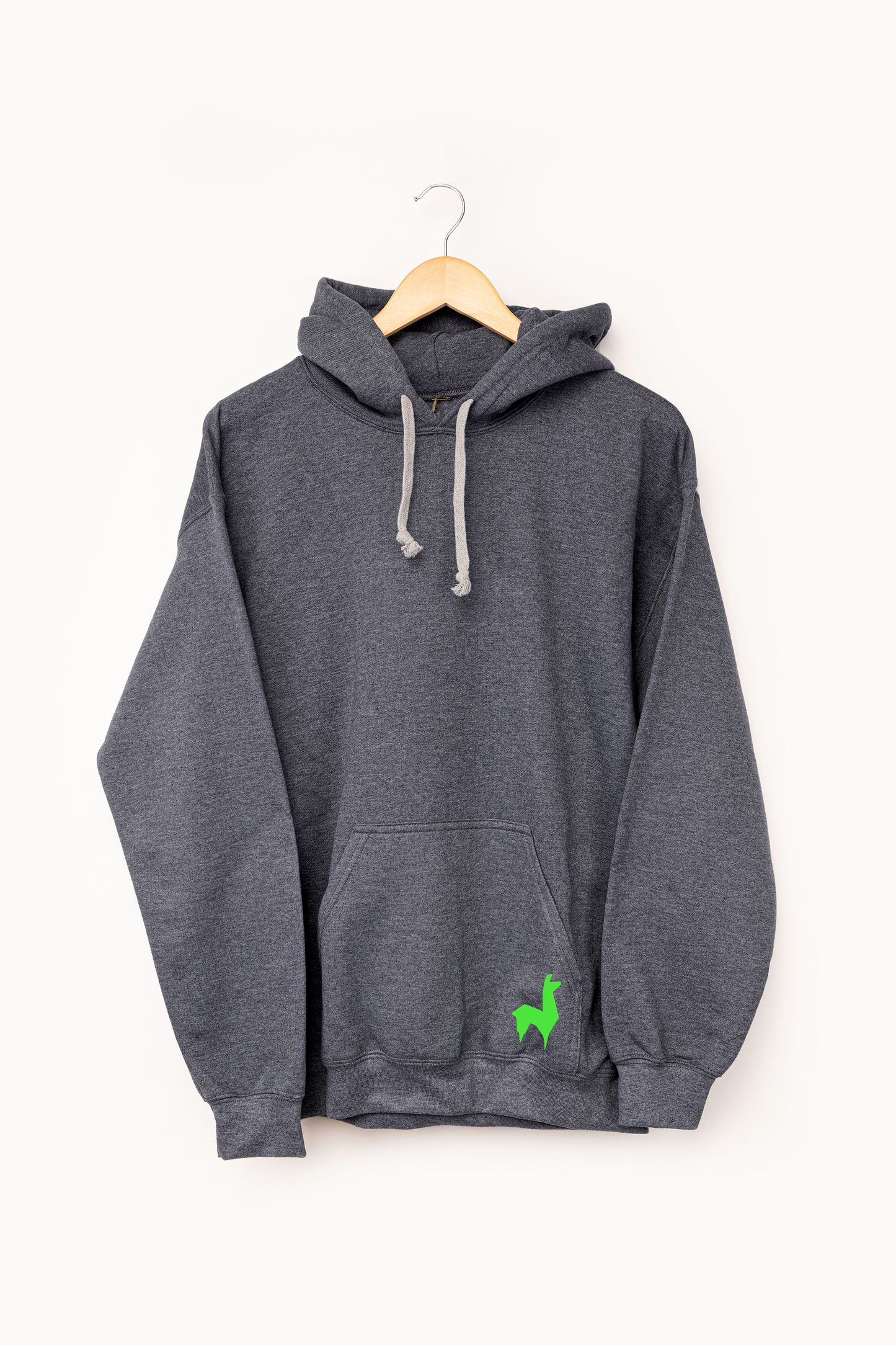 Saco con capota Unisex Llama Gris oscuro-verde neón