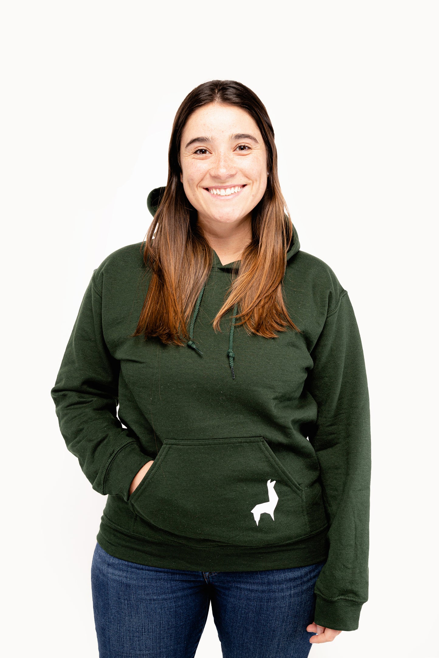Saco con capota Unisex Llama Verde oscuro-blanco