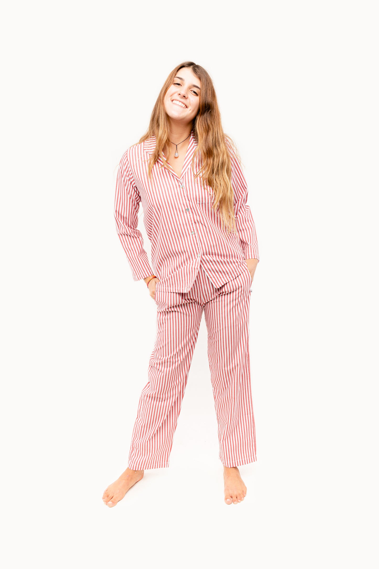Completa pantalón Mujer Rayas rojo blanco TP