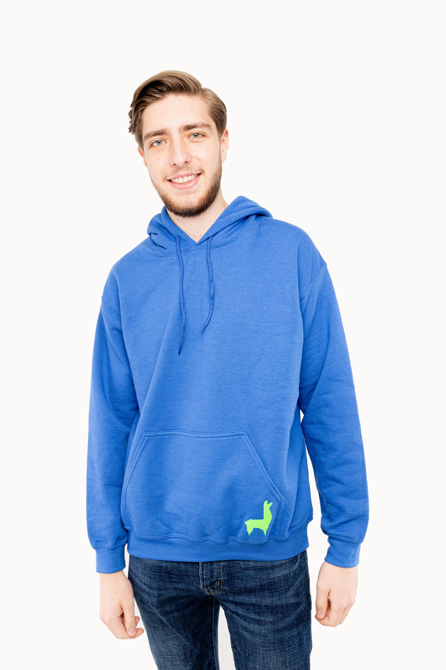 Saco con capota Unisex Llama Azul rey-verde neón