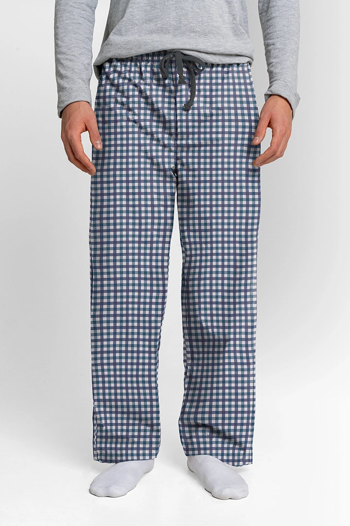 Pantalón Hombre Cuadros Azul Blanco Verde G TP