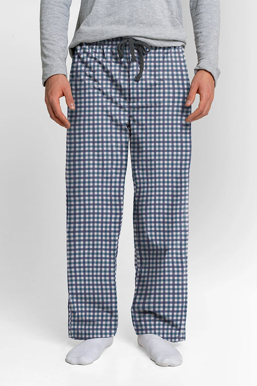 Pantalón Hombre Cuadros Azul Blanco Verde G TP