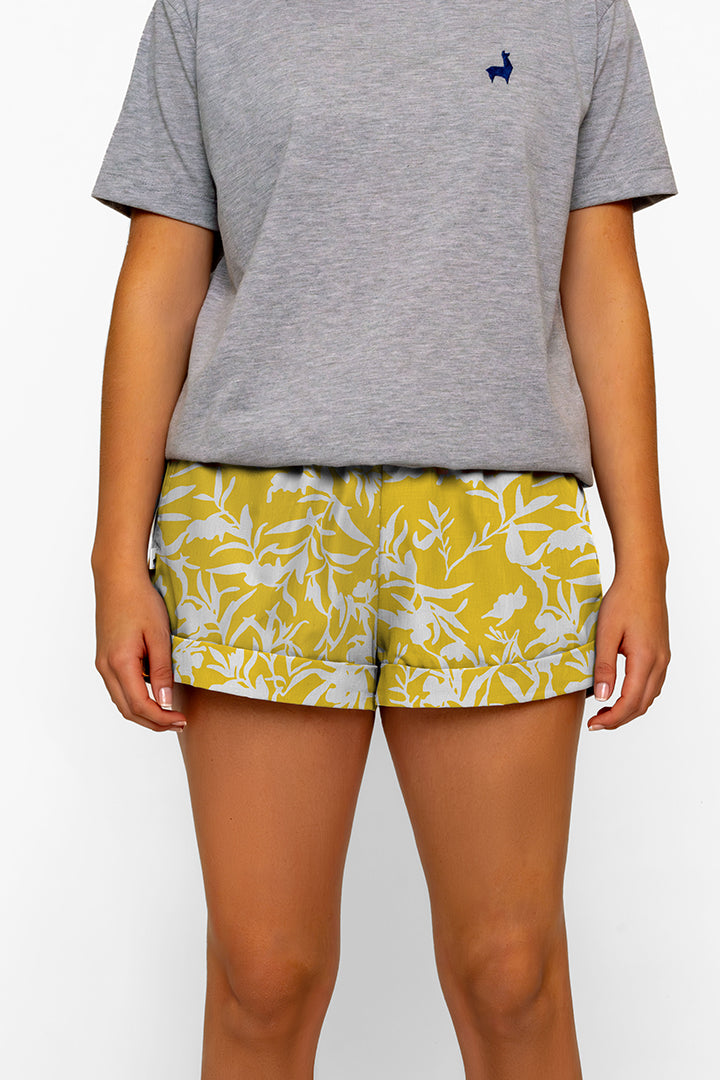 Bermuda Mujer Flores Amarillo CH