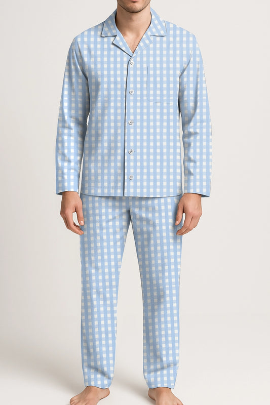 Completa pantalón Hombre Cuadros azul claro blanco TP