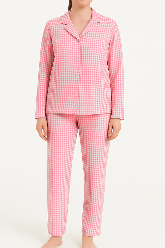 Completa pantalón Mujer Cuadros rosado blanco TP