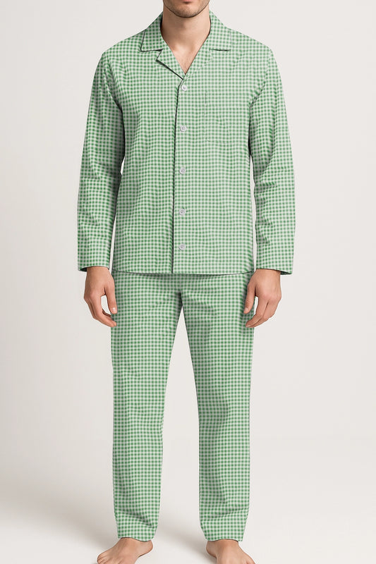 Completa pantalón Hombre Cuadros verde claro blanco TP