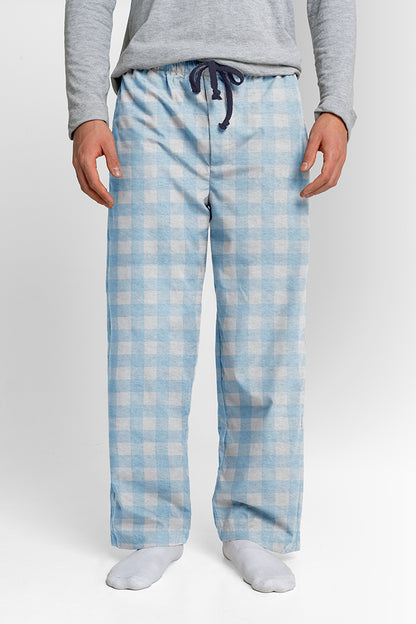 Pantalón Hombre Cuadros grandes azul claro blanco LE
