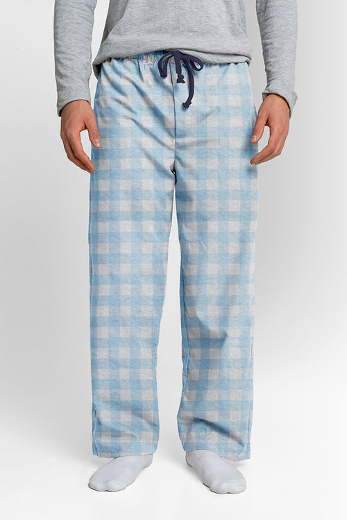 Pantalón Hombre Cuadros grandes azul claro blanco LE