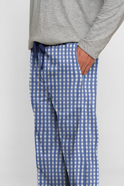 Pantalón Hombre Cuadros grandes azul rey blanco TP
