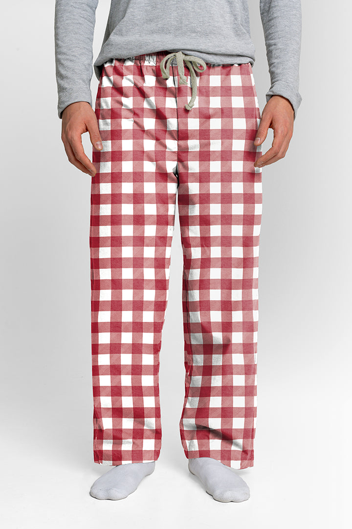 Pantalón Hombre Cuadros grandes rojo blanco LE
