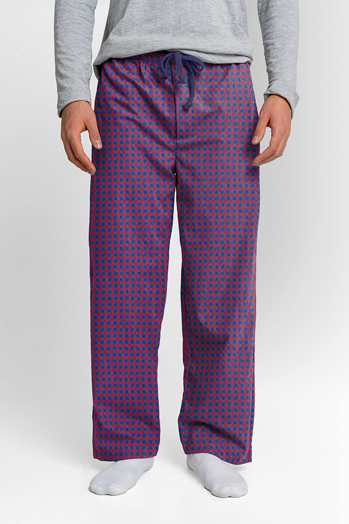 Pantalón Hombre Cuadros vinotinto azul LE