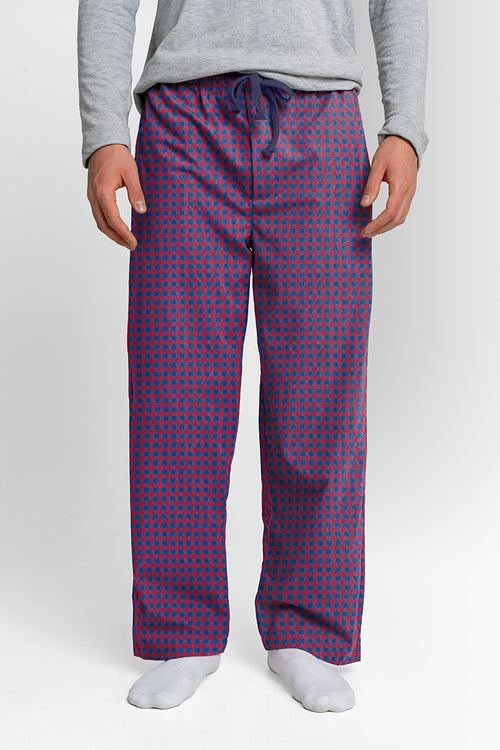 Pantalón Hombre Cuadros Vinotinto Azul LE