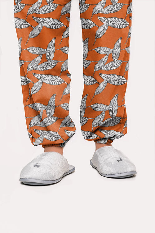 Pantalón Mujer Hojas de palma naranja TP