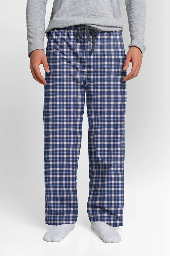 Pantalón Hombre Escocés Azul Oscuro Azul Claro Blanco TP