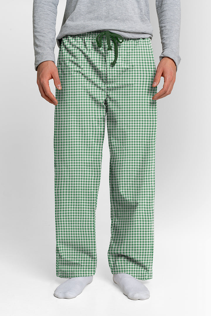 Pantalón Hombre Cuadros Verde Claro Blanco TP