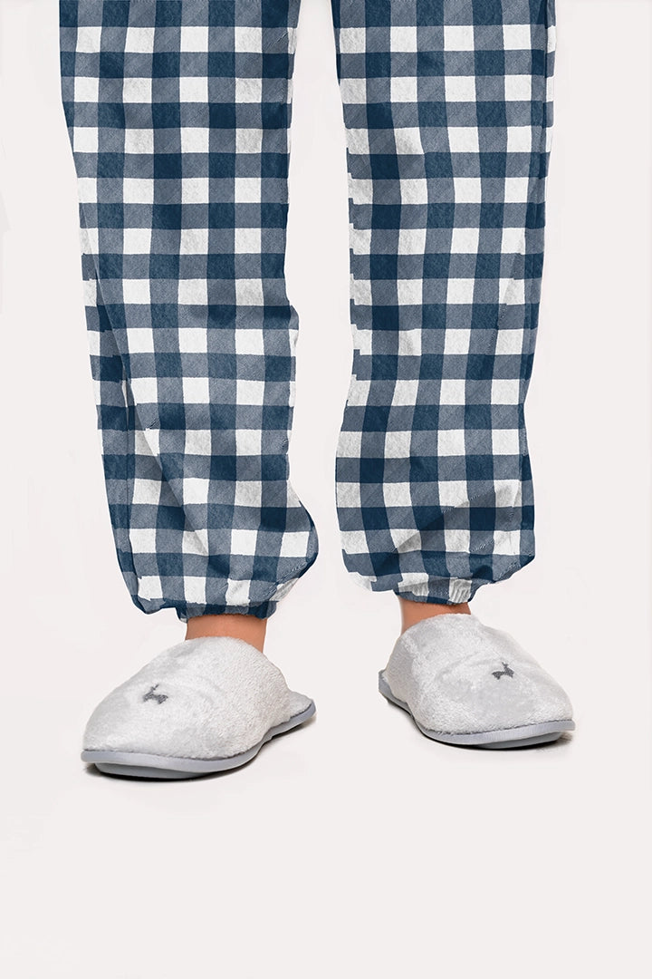 Pantalón Mujer Cuadros Grandes Azules LE