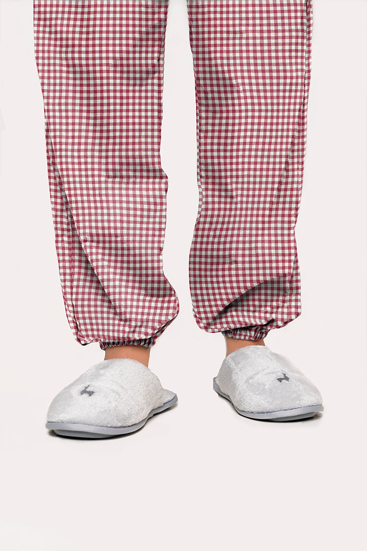 Pantalón Mujer Cuadros rojo blanco TP