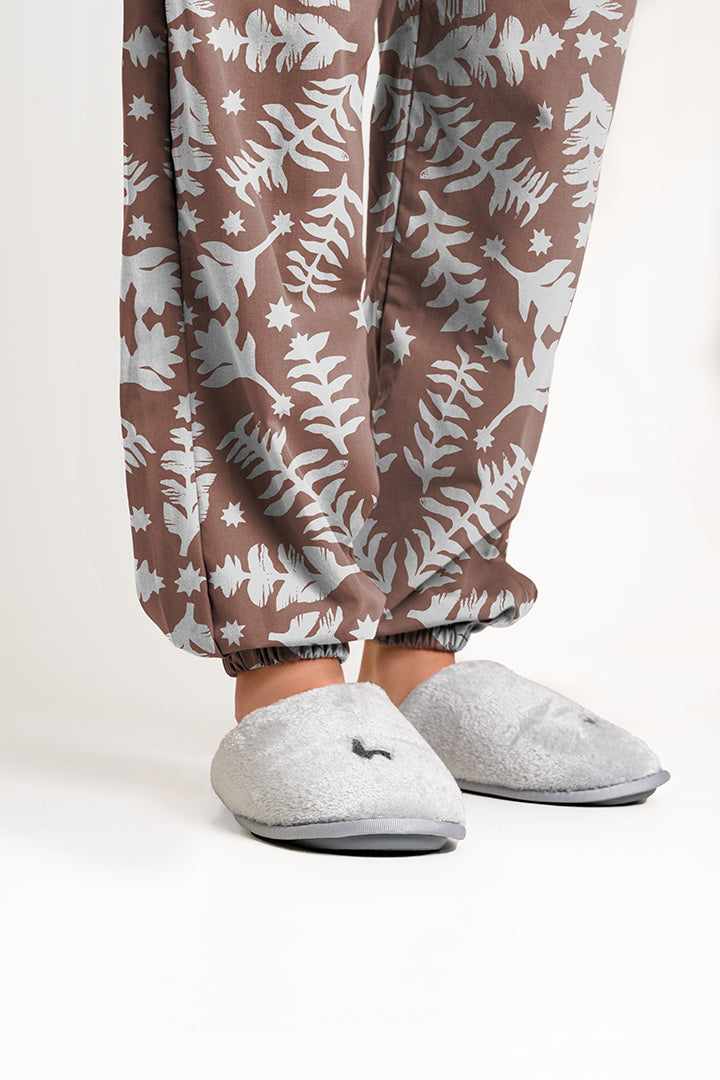 Pantalón Mujer Flores y estrellas  café CH