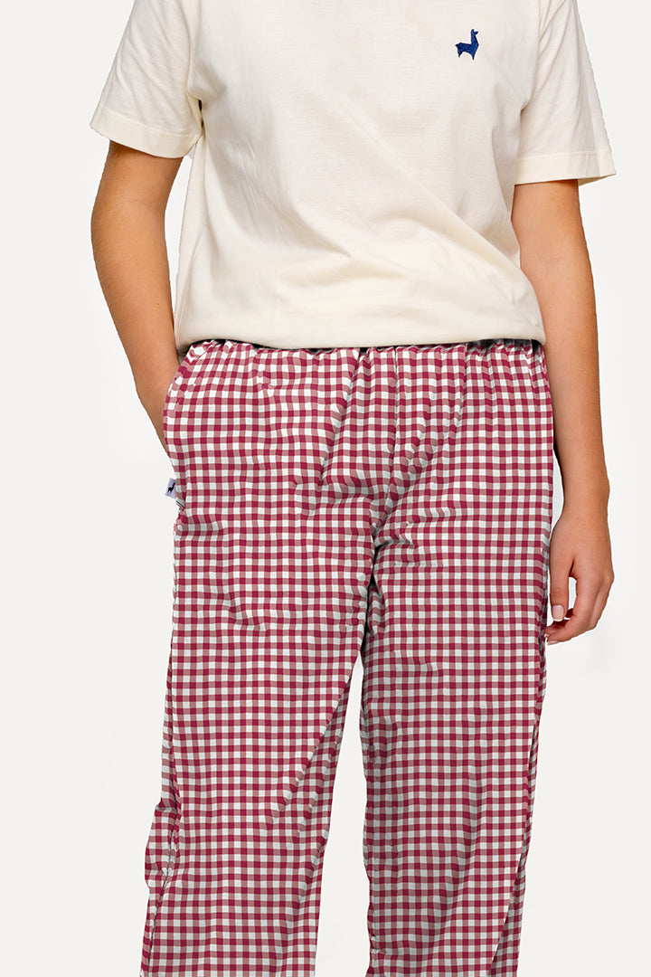 Pantalón Mujer Cuadros rojo blanco TP