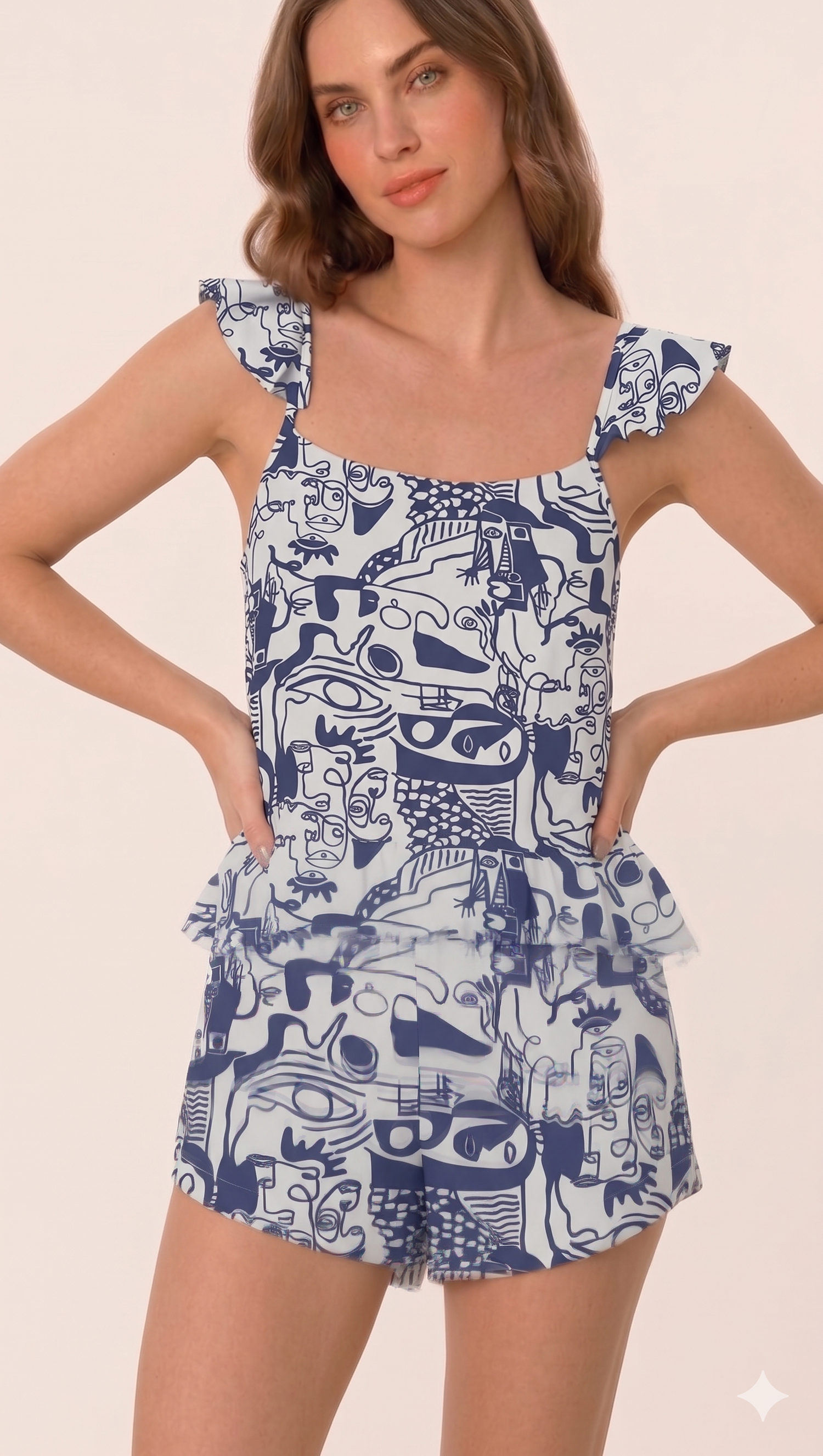 Completa Bermuda de Boleros Precolombino azul CH