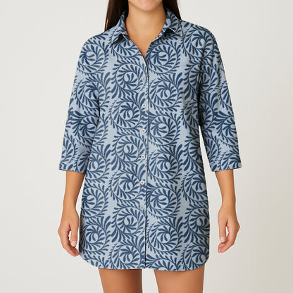 Camisón Mujer Rama entorchada azul CH
