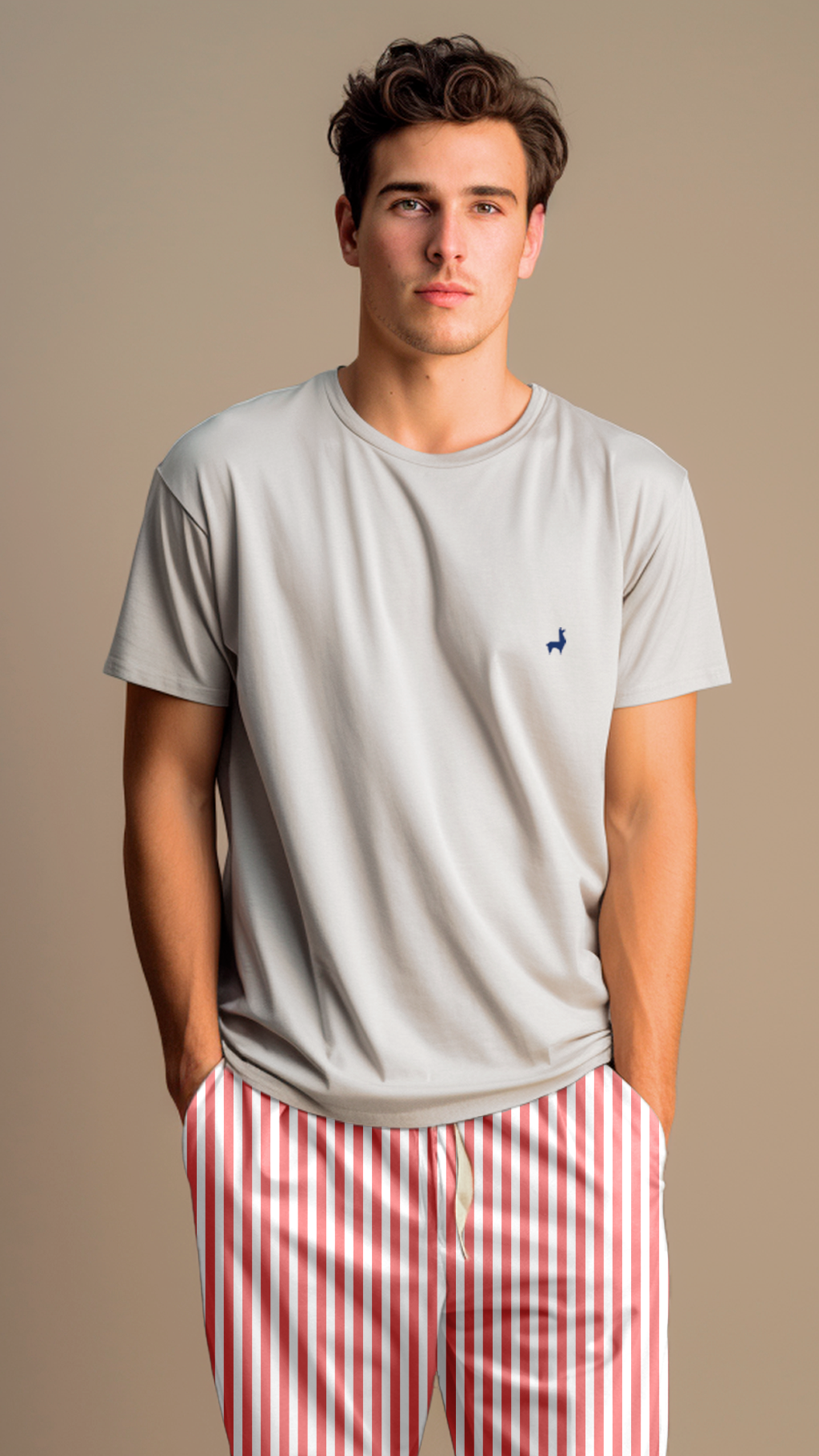 Pantalon Hombre Rayas rojo blanco TP