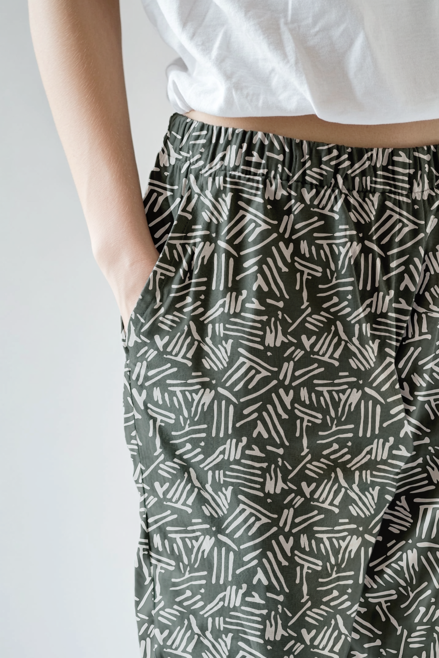 Pantalón Mujer Rayones verde blanco CH