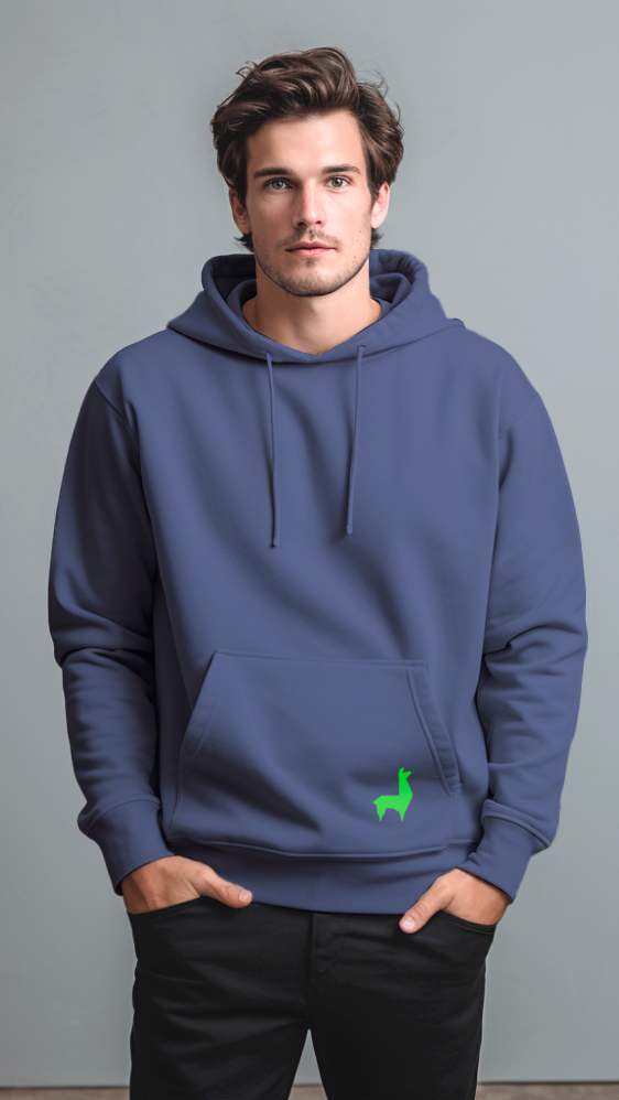 Saco con capota Unisex Llama Azul jaspe-verde neón