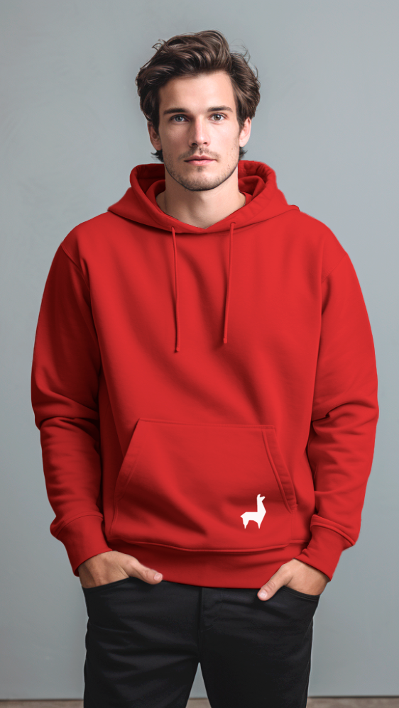 Saco con capota Unisex Llama Rojo-blanco