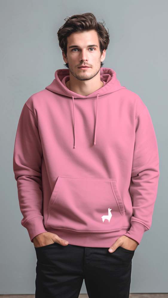 Saco con capota Unisex Llama Rosado-blanco