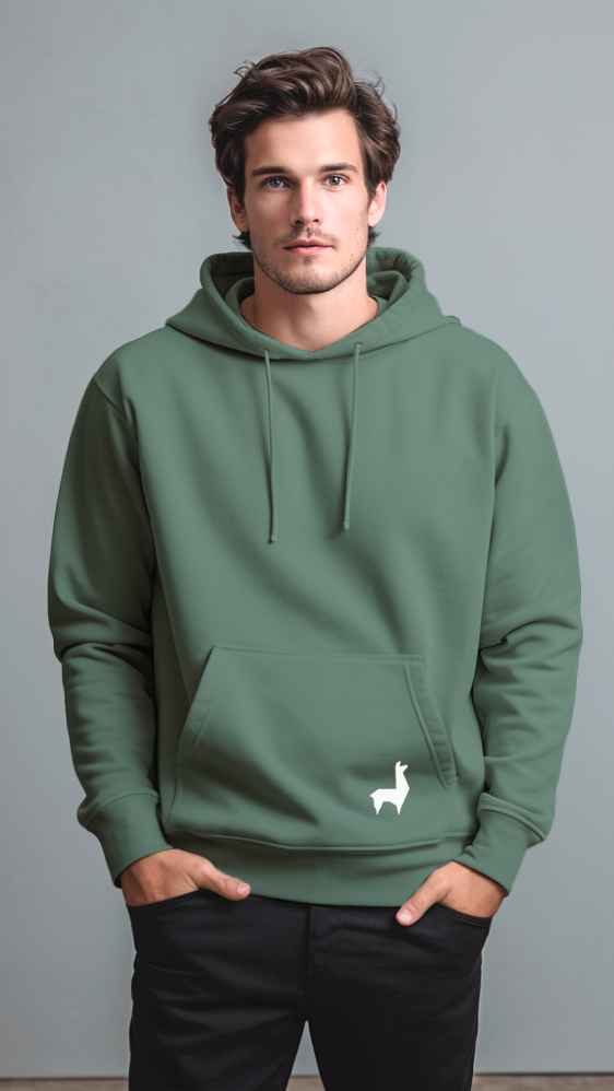 Saco con capota Unisex Llama Verde jaspe - blanco