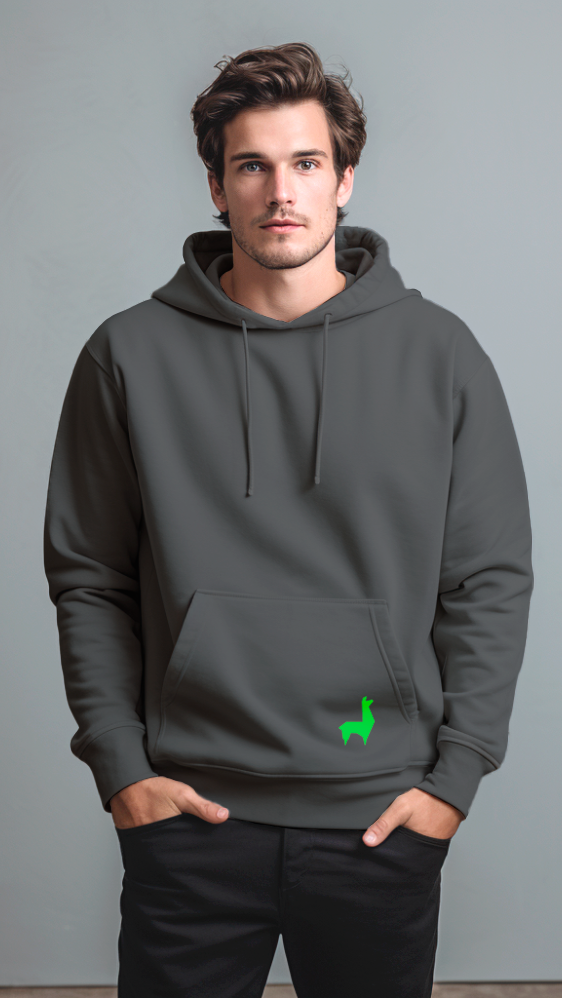 Saco con capota Unisex Llama Gris oscuro-verde neón