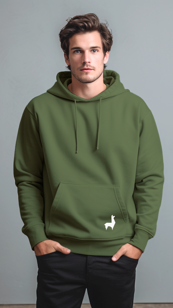 Saco con capota Unisex Llama Verde militar-blanco