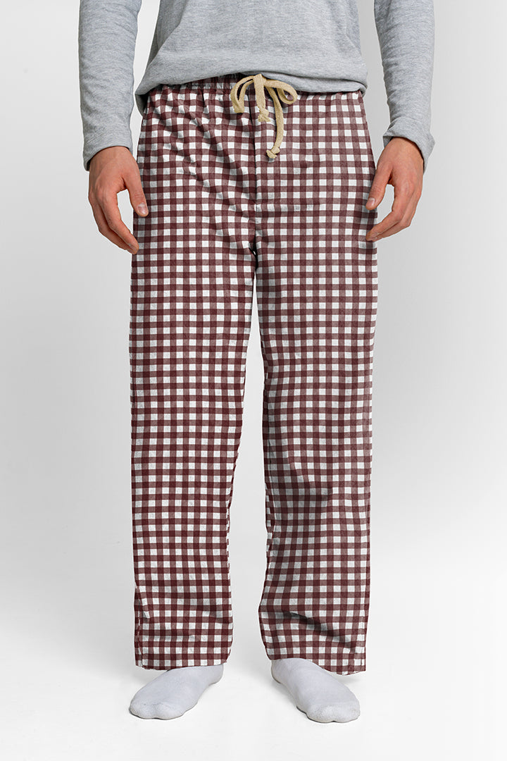 Pantalón Hombre Cuadros vinotinto blanco LE