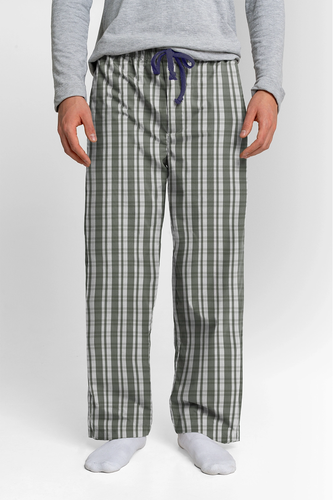 Pantalón Hombre Escocés Blanco Verde TP