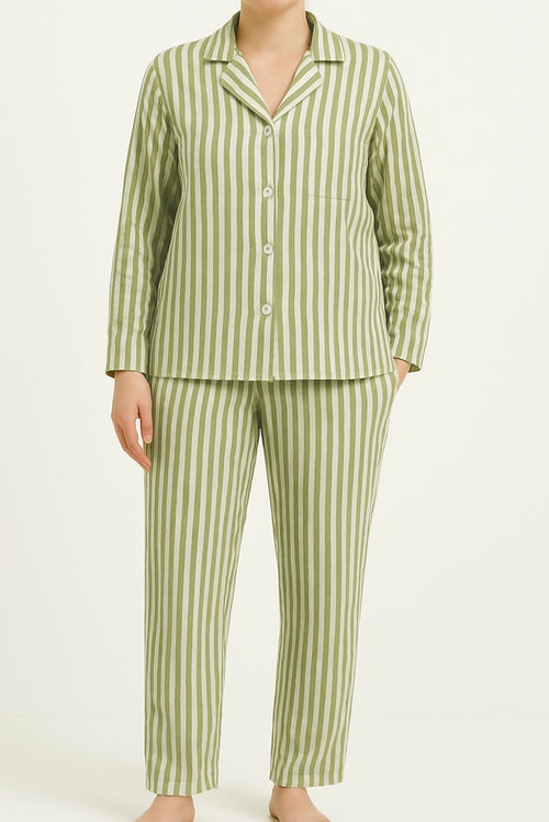 Completa pantalón Mujer Rayas blanco verde TP