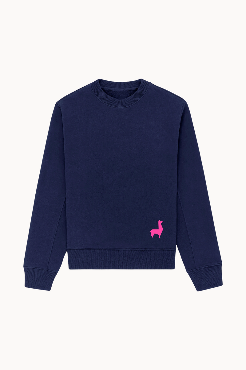 Saco Redondo Unisex Llama Azul oscuro-rosado neón