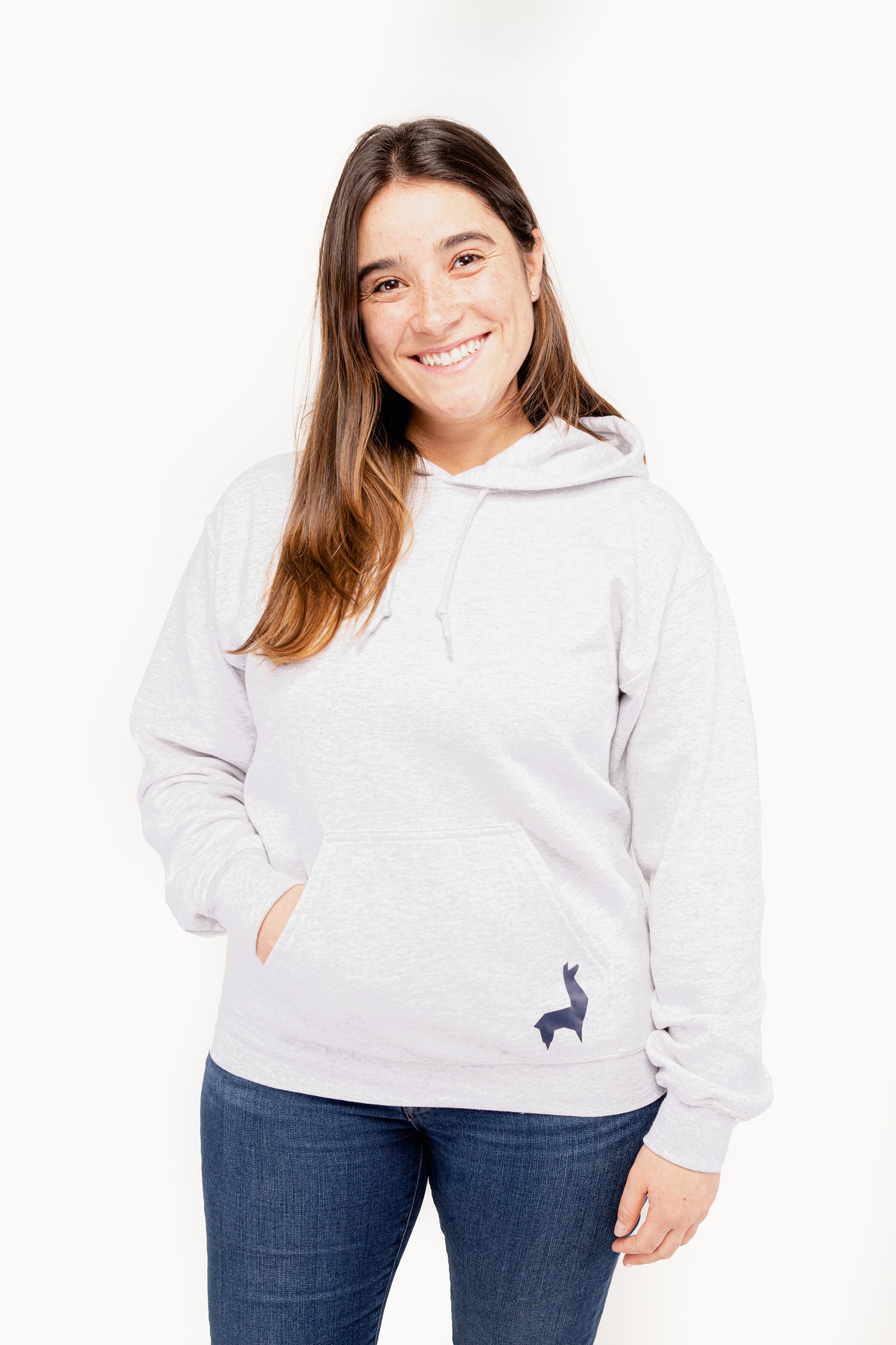 Saco con capota Unisex Llama Gris claro-azul oscuro