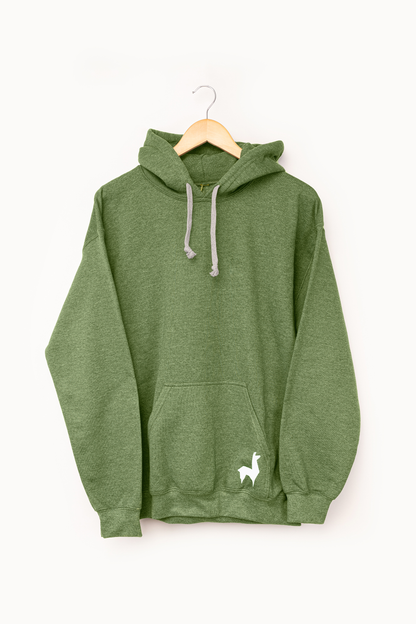Saco con capota Unisex Llama Verde militar-blanco